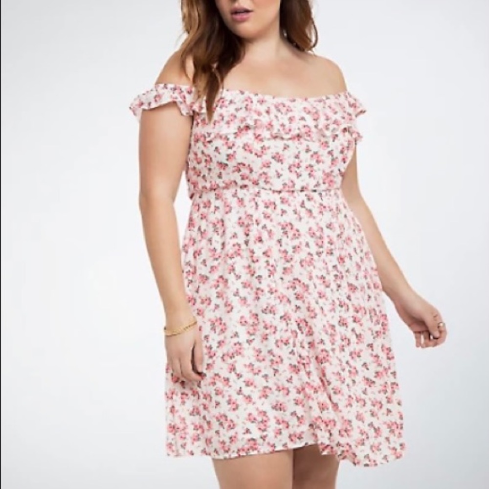 Torrid Floral Off Shoulder Gauze Dress